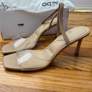 ALDO Beige and Clear Strap Heels